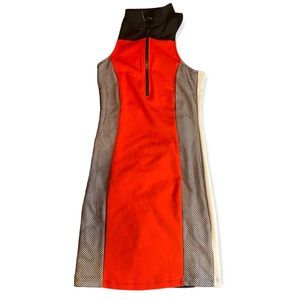 Red, white, & fishnet body on dress size M